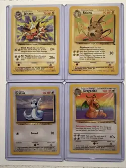 Vintage Pokemon Base Set Jolteon Raichu Dratini Dragonite 26/64 26/102 41/64 19… - Image 3