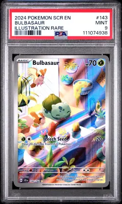 2024 POKEMON SCR EN-STELLAR CROWN ILLUSTRATION RARE #143 BULBASAUR PSA 9 - Image 1
