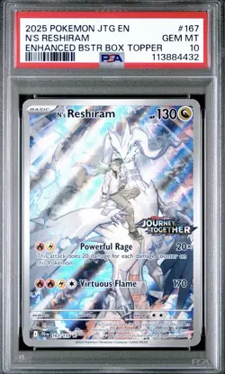 2025 POKEMON JTG EN-JOURNEY TOGETHER #167 N'S RESHIRAM PSA 10 - Image 1