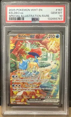 2025 POKEMON WHT EN-WHITE FLARE SPECIAL ILLUSTRATION RARE #167 KELDEO EX PSA 10 - Image 1