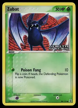 Pokemon Card - Zubat Delta Species 88/113 Common Reverse Holo Stamped - Image 1