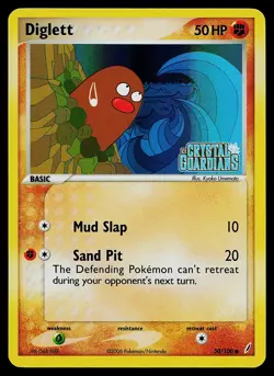 Pokemon Card - Diglett Crystal Guardians 50/100 Common Reverse Holo STAMPED - Image 1