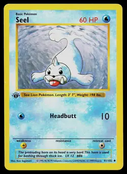 Pokemon Card - Seel Base Set (Shadowless) 41/102 Uncommon 1st Edition - Image 1