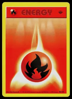 Pokemon Card - Fire Energy 1st Edition Base Set Shadowless 98/102 - Image 1