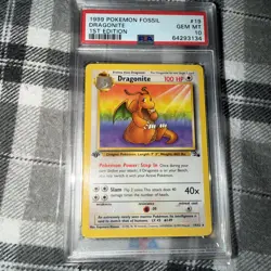 Fossil Dragonite 1st Edition PSA 10 #19/62 1999 Pokemon Card Gem Mint Rare WOTC - Image 2