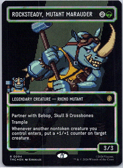 Rocksteady, Mutant Marauder BORDERLESS SURGE FOIL 8-BIT TMNT MTG MINT - Image 1