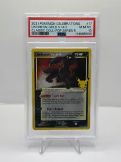 Pokemon Umbreon Gold Star 17/17 Celebrations Classic Collection Holo PSA 10 - Image 1
