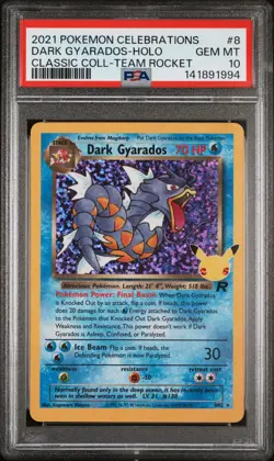 PSA 10 DARK GYARADOS HOLO 8 CELEBRATIONS POKEMON BM - Image 1