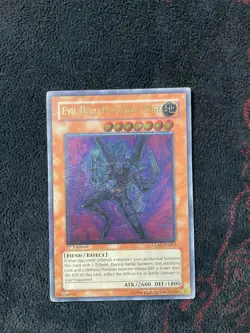 Yugioh! Evil Hero Malicious Edge GLAS-EN003 Ultimate Rare 1st Ed VG MISPRINT - Image 1