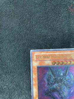 Yugioh! Evil Hero Malicious Edge GLAS-EN003 Ultimate Rare 1st Ed VG MISPRINT - Image 3