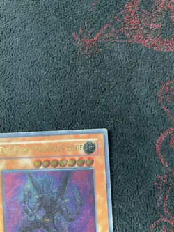 Yugioh! Evil Hero Malicious Edge GLAS-EN003 Ultimate Rare 1st Ed VG MISPRINT - Image 4