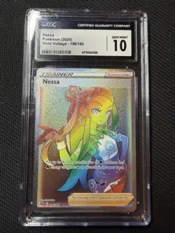 Pokemon Nessa Full Art Secret Rare 196/185 Vivid Voltage CGC 10 Trainer Card - Image 1