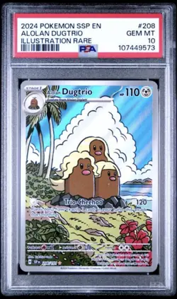2024 Pokemon SSP Alolan Dugtrio #208 – PSA 10 GEM MINT - Image 1
