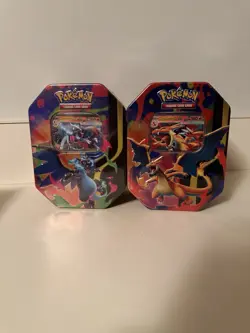 Pokemon TCG Mega Charizard X & Y EX Tins New And Sealed - Set of 2 - Image 1