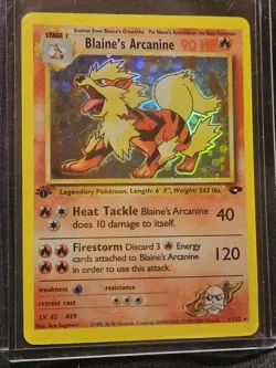 Pokemon Blaine's Arcanine Gym Challenge 1st Edition Holo Rare 90 HP 1/132 - Image 1