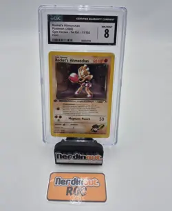 CGC 8 Rocket's Hitmonchan Gym Heroes 1st Edition 11/132 Holo Pokemon Card Graded - Image 1
