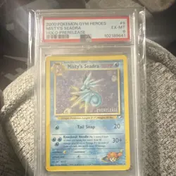 Pokemon TCG Misty's Seadra 9/132 Gym Heroes Prerelease Holo Promo PSA 6 2000 - Image 1
