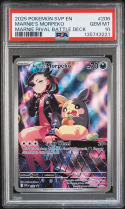 2025 POKEMON SVP EN-SV BLACK STAR PROMO #206 MARNIE'S MORPEKO PSA 10 - Image 1