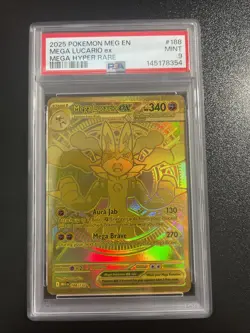 Pokemon Mega Lucario EX Hyper Rare Card 188/132-MEGA Evolutions 2025 PSA 9 - Image 1