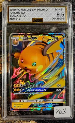 Pokemon 2019 Black Star Promo Hidden Fates Raichu GX SM213 AGS 9.5 MINT+ - Image 1
