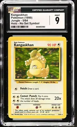 1999 POKEMON JUNGLE KANGASKHAN #5 HOLO-RARE NO SET SYMBOL *ERROR* CGC 9 MINT - Image 1