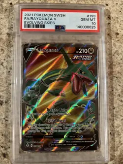 Pokemon TCG Evolving Skies Rayquaza v Full Art Holo Card PSA 10 193/203 - Image 1