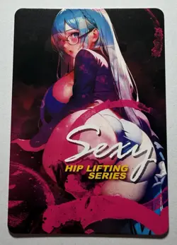 SEXY HEROINE WAIFU Busty Blue Hair Nerdy Girl ACG PREMIUM HOLOFOIL CARD NM - Image 2