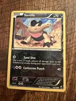 Sandile 64/108 Dark Explorers Reverse Holo Common Pokemon Card - Image 1