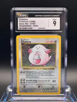 CGC 9 MINT ✨ - Chansey 003/102 Base Set (Shadowless) Holo - 1999 Pokemon - Image 1