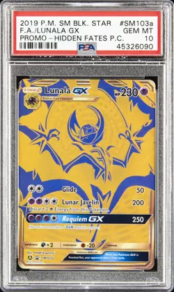 2019 POKEMON SM BLACK STAR PROMO #SM103A FULL ART/LUNALA GX PSA 10 - Image 1