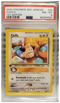 2000 Pokemon Cleffa 1st Edition Neo Genesis PSA 8 - Image 1