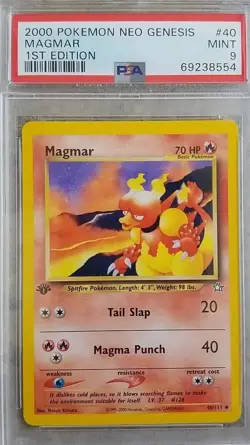 PSA 9 Pokemon Neo Genesis 1st Edition Magmar - Image 1