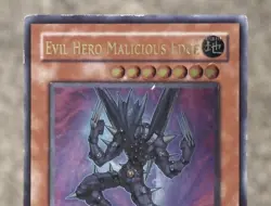 Yugioh Evil Hero Malicious Edge GLAS-EN003 1st Edition Ultimate Rare LP/MP - Image 2