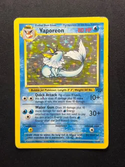Vaporeon Holo WOTC Pokemon Card 12/64 Jungle Set Rare Original 1999 Vintage - Image 1