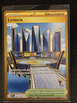 Pokemon TCG Trainer Card Levincia Stadium Gold Hyper Rare 244/182 MINT - Image 1