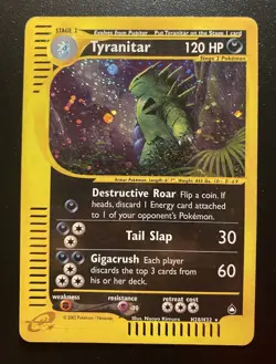 Pokemon Card- Tyranitar-Aquapolis-Holo-H28/H32-Rare-NoCrystal-ENG-SoftPenMark - Image 1