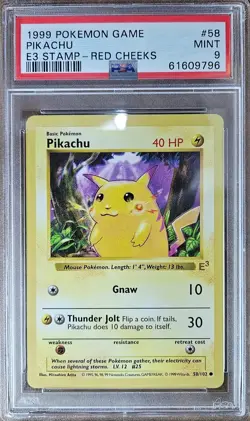 Pikachu 58/102 E3 Red Cheeks Shadowless Psa 9 - Image 1