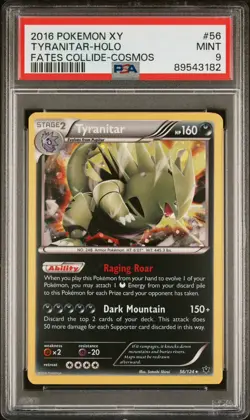 2016 Pokemon XY Tyranitar 56/124 Cosmos Holo Fates Collide - PSA 9 - Image 1