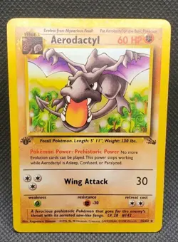Pokemon Vintage Fossil Aerodactyl 1st Edition Rare English #16/62 1999 LP - Image 1