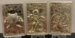 1999 Burger King Gold-Plated Pokemon Mewtwo, Poliwhirl and Charizard - Image 1