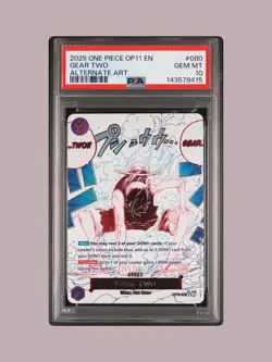 2025 ONE PIECE OP11-A FIST OF DIVINE SPEED 080 GEAR TWO ALTERNATE ART ENG PSA 10 - Image 1