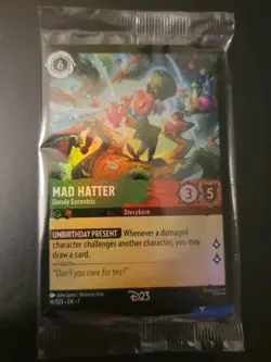 2026 Disney Lorcana D23 Promo MAD HATTER 16/D23 EN-7 Gold Member Exclusive Card - Image 1