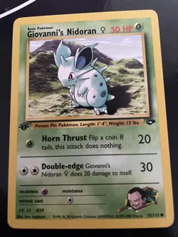 Pokemon Cards: Gym Challenge 1st Edition Common: Giovanni's Nidoran F 75/132 - Image 1