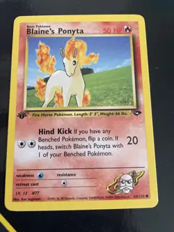Pokemon Card Blaine's Ponyta Gym Challenge 1st Edition 64/132 Near Mint - Image 1