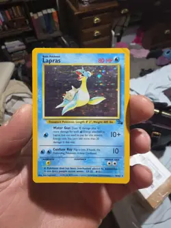 Pokemon TCG Lapras Fossil Holo Rare Card 1999 10/62 MP - Image 1