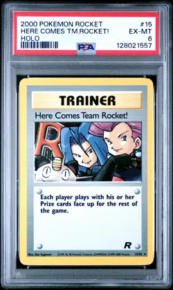 2000 POKEMON ROCKET #15 HERE COMES TEAM ROCKET!-HOLO PSA 6 - Image 1