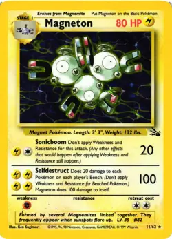 Pokemon TCG Fossil Set Magneton 11/62 Holo Rare HP - Image 1