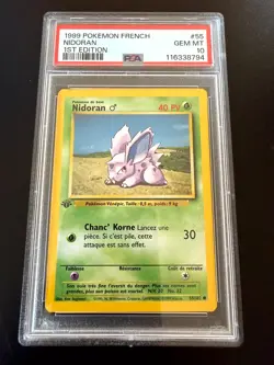 Pokemon Nidoran 55/102 1. Edition PSA 10 GEM MT Base Set French Francais #55 - Image 1
