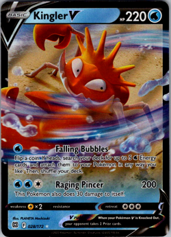 Kingler V - 028/172 - Pokemon Brilliant Stars Sword & Shield Ultra Rare Card NM - Image 1