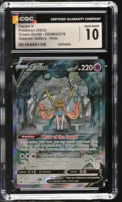CGC 10 GEM MINT Zacian V GG48/GG70 GALARIAN GALLERY HOLO Pokemon Card 255 - Image 1